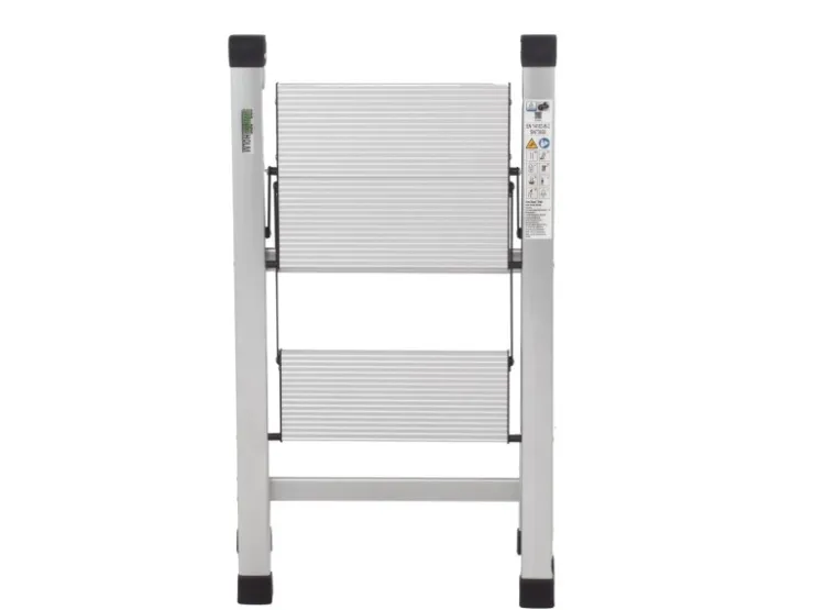 TRUTZHOLM Trittleiter 2 Stufig Klappbar bis 150 kg Alu Anti Rutsch Trittflächen TÜV GS Silber* Klapptritte