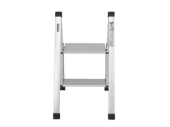 TRUTZHOLM Trittleiter 2 Stufig Klappbar bis 150 kg Alu Anti Rutsch Trittflächen TÜV GS Silber* Klapptritte