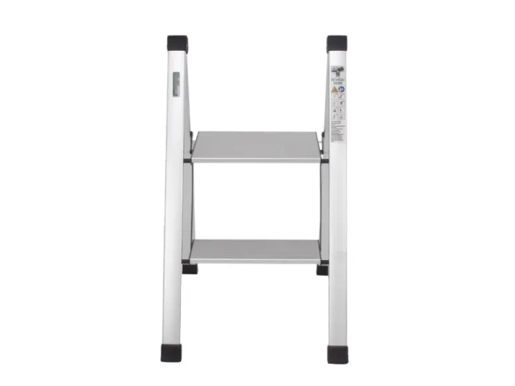 TRUTZHOLM Trittleiter 2 Stufig Klappbar bis 150 kg Alu Anti Rutsch Trittflächen TÜV GS Silber* Klapptritte