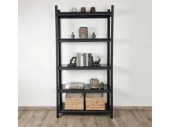 TRUTZHOLM Wohnzimmerregal 180x90x30cm Stahl 600 kg Regalböden 8 mm Schwarzmatt* Regale Schwarz