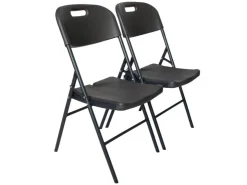 TRUTZHOLM 2x Klappstuhl 150 kg Sitzform Ergonomisch Wetterfest Holzoptik Grau