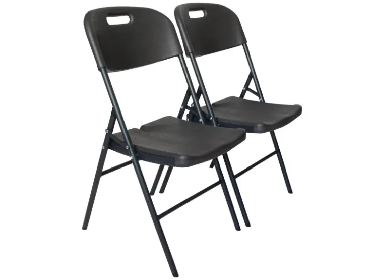 TRUTZHOLM 2x Klappstuhl 150 kg Sitzform Ergonomisch Wetterfest Holzoptik Grau