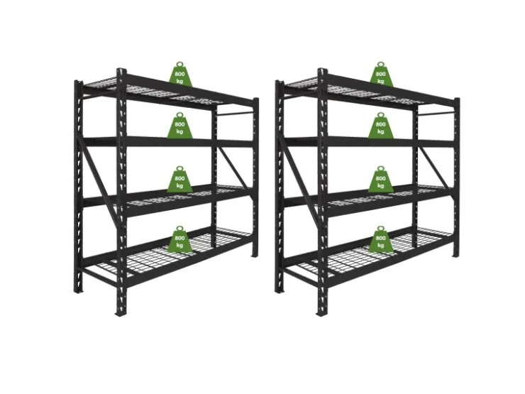 TRUTZHOLM 2x Schwerlastregal Enno 180x190x60 cm 3200 kg Stahl Stecksystem 4 Gitterböden
