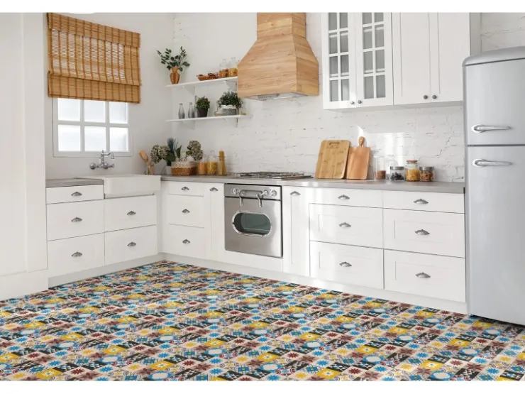 Tulup PVC Fliesen Selbstklebende 30 cm x 30 cm Set von 9 Klassische Klebefliesen Vinyl Bodenfliesen Klebefliesen für Küche Orientalisches Mosaik* Mosaik