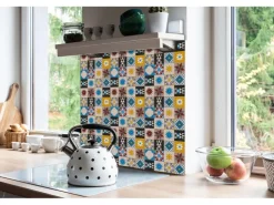 Tulup PVC Fliesen Selbstklebende 30 cm x 30 cm Set von 9 Klassische Klebefliesen Vinyl Bodenfliesen Klebefliesen für Küche Orientalisches Mosaik* Mosaik