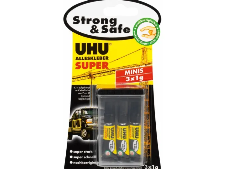 UHU Alleskleber Super Strong & Safe 3 x 1 g minis* Bastelkleber
