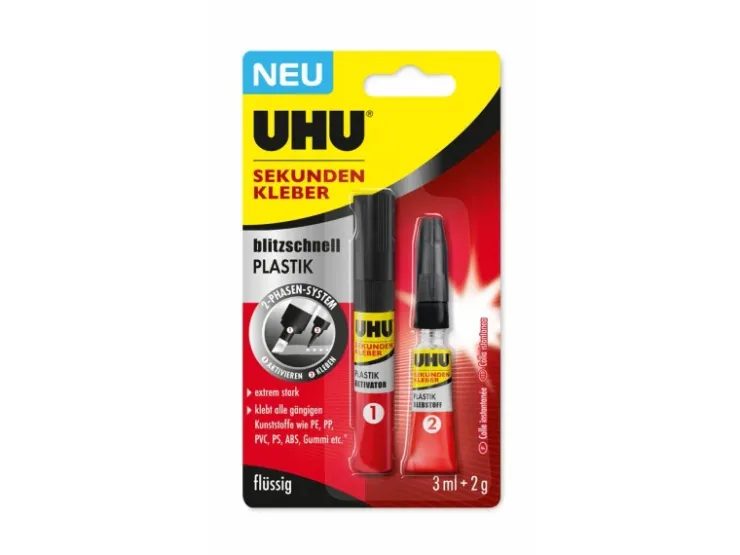UHU Sekundekleber Plastik 2g + 3 ml* Stifte