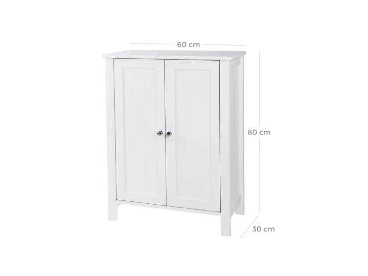 Vasagle Badezimmerschrank mit 2 Türen 30 cm x 60 cm x 80 cm Weiß* Regale Massivholz|Aufbewahrung
