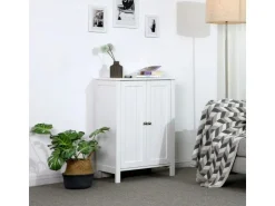 Vasagle Badezimmerschrank mit 2 Türen 30 cm x 60 cm x 80 cm Weiß* Regale Massivholz|Aufbewahrung