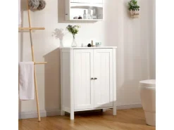 Vasagle Badezimmerschrank mit 2 Türen 30 cm x 60 cm x 80 cm Weiß* Regale Massivholz|Aufbewahrung