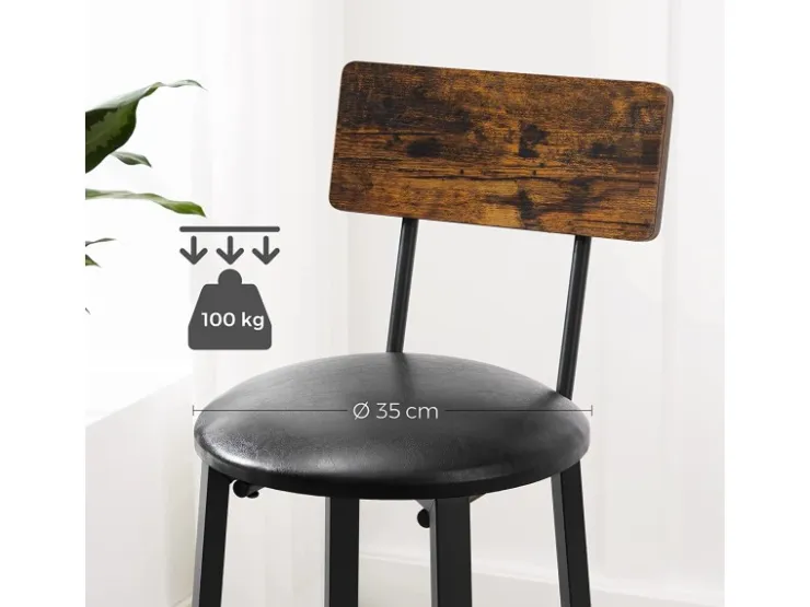 Vasagle Barhocker 2er Set mit PU-Bezug Braun-Schwarz* Hocker
