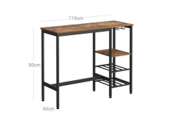 Vasagle Bartisch 110 cm x 40 cm x 90 cm Braun-Schwarz* Regale Schwarz|Regale Massivholz
