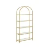 Vasagle Bücherregal 5 Ablagen Hartglas 30,2 cm x 83 cm x 183,5 cm Gold* Bücherregale|Vasen
