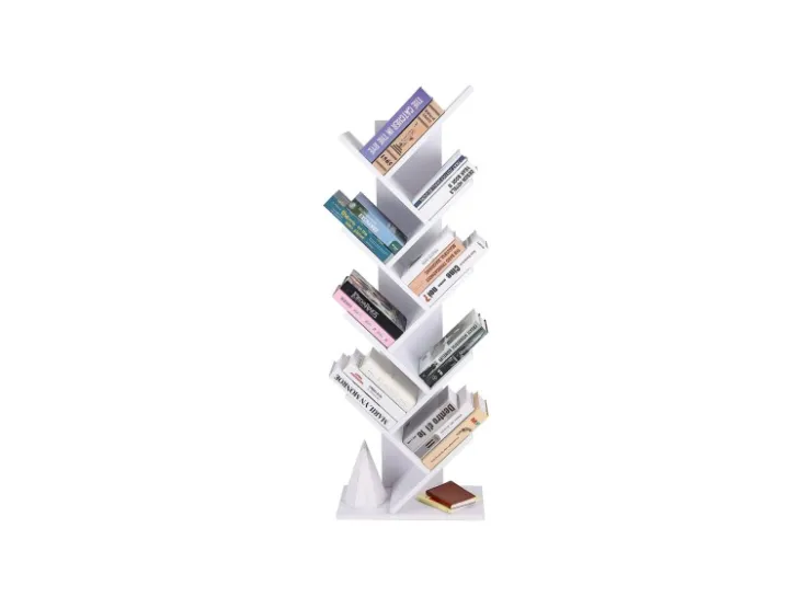 Vasagle Bücherregal Baum-Form 25 cm x 50 cm x 141,5 cm Weiß* Regale Massivholz|Holzregale