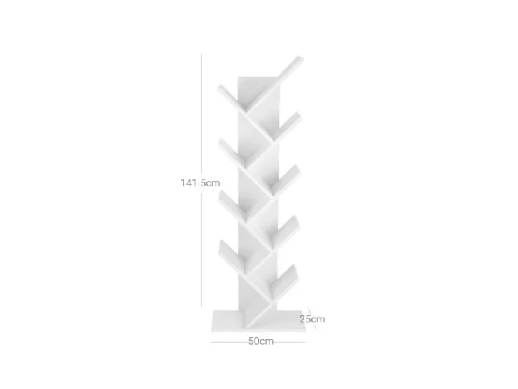 Vasagle Bücherregal Baum-Form 25 cm x 50 cm x 141,5 cm Weiß* Regale Massivholz|Holzregale