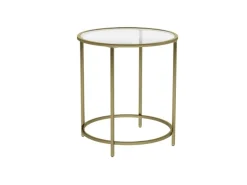 Vasagle Beistelltisch Hartglas Ø 50 cm x 50 cm Gold* Sofas