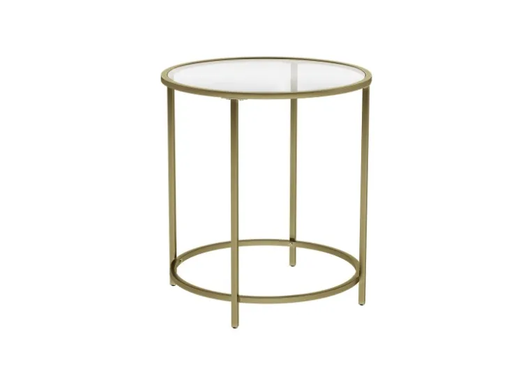 Vasagle Beistelltisch Hartglas Ø 50 cm x 50 cm Gold* Sofas