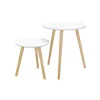 Vasagle Beistelltisch-Set mit Kiefernholz-Beinen Ø 45 cm x 50 cm Eiche-Weiß* Weißlacke