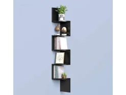 Vasagle Eckbücherregal 5 Ebenen Wandmontage 20 cm x 20 cm x 126 cm Schwarz