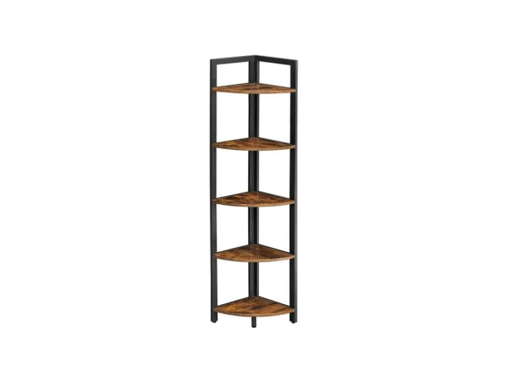 Vasagle Eckregal 5 Ablagen 30 cm x 30 cm x 150 cm Braun-Schwarz