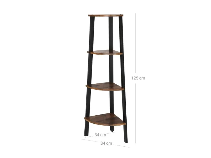 Vasagle Eckregal 4 Ebenen 34 cm x 34 cm x 125 cm Braun-Schwarz