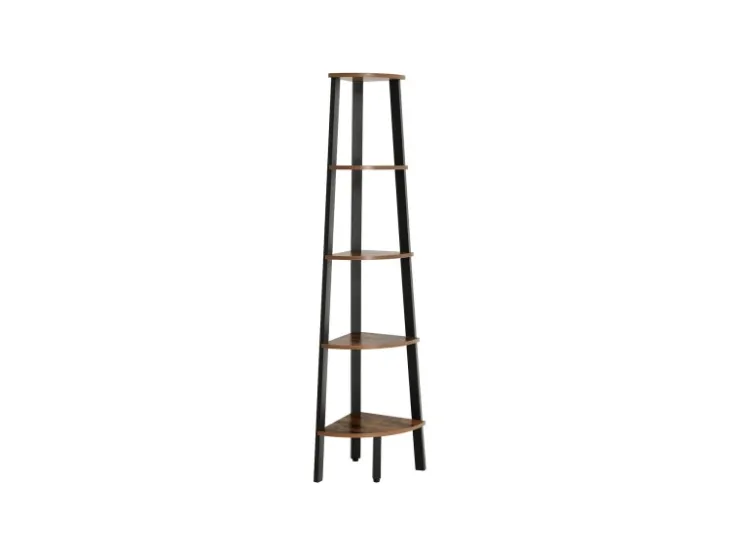 Vasagle Eckregal 5 Ebenen Stahlrahmen 34,2 cm x 34,2 cm x 158,8 cm Braun-Schwarz* Bücherregale|Eckregale