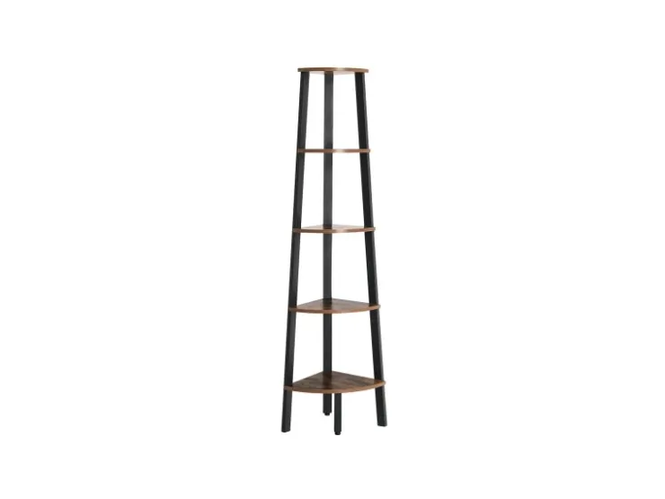 Vasagle Eckregal 5 Ebenen Stahlrahmen 34,2 cm x 34,2 cm x 158,8 cm Braun-Schwarz* Bücherregale|Eckregale