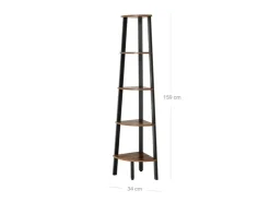 Vasagle Eckregal 5 Ebenen Stahlrahmen 34,2 cm x 34,2 cm x 158,8 cm Braun-Schwarz* Bücherregale|Eckregale