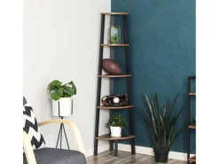 Vasagle Eckregal 5 Ebenen Stahlrahmen 34,2 cm x 34,2 cm x 158,8 cm Braun-Schwarz* Bücherregale|Eckregale