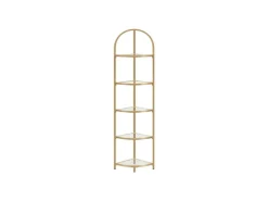 Vasagle Eckregal 5 Ebenen Hartglas 28 cm x 28 cm x 158 cm Gold* Eckregale