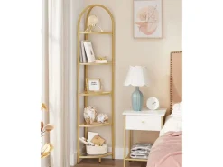 Vasagle Eckregal 5 Ebenen Hartglas 28 cm x 28 cm x 158 cm Gold* Eckregale