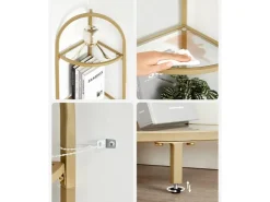 Vasagle Eckregal 5 Ebenen Hartglas 28 cm x 28 cm x 158 cm Gold* Eckregale