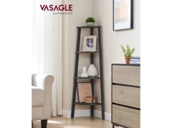 Vasagle Eckregal 4 Ebenen 33,4 cm x 33,4 cm x 124,5 Grau-Schwarz* Eckregale