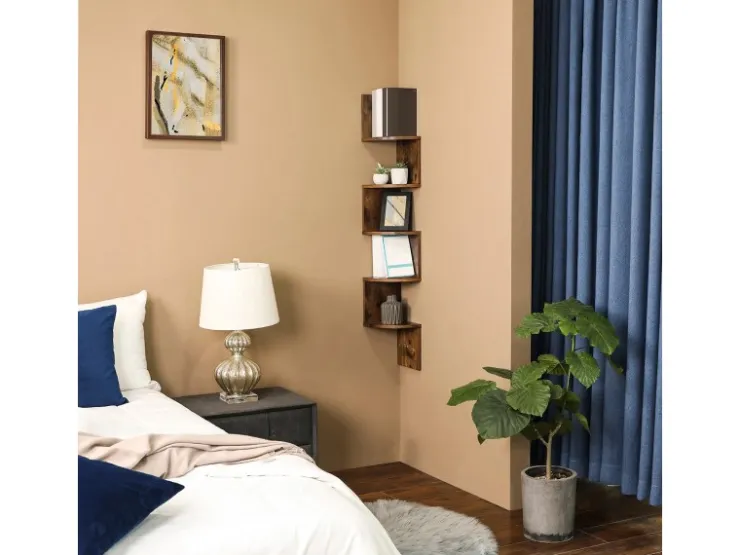 Vasagle Eckregal 5 Ebenen 20 cm x 20 cm x 126 cm Braun* Regale Massivholz