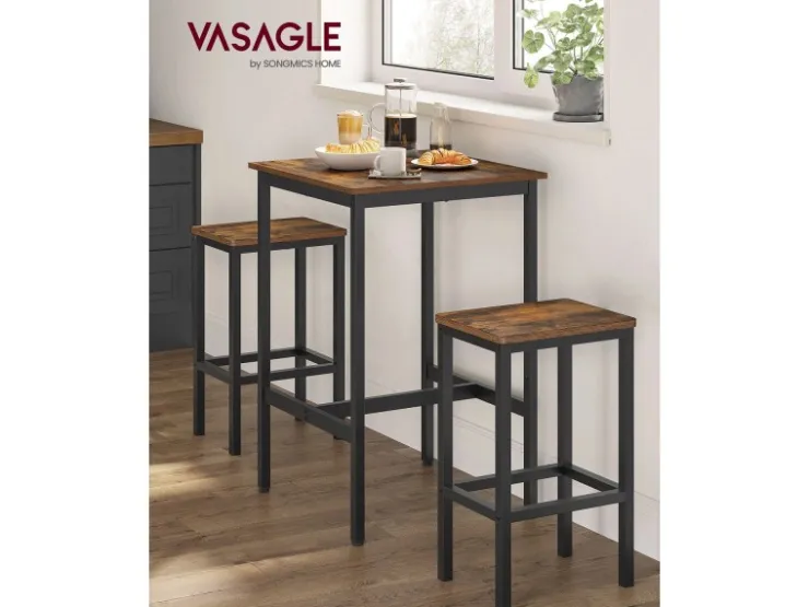 Vasagle Esstisch mit 2 Stühlen Braun-Schwarz* Möbelserien