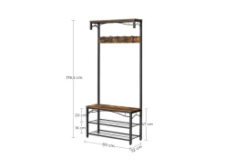 Vasagle Garderobe 32 x 80 x 178,5 cm Braun-Schwarz* Sitzbänke
