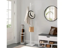 Vasagle Garderobenständer Massivholz 30 cm x 30 cm x 175 cm Weiß* Garderoben