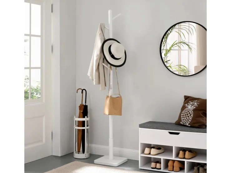 Vasagle Garderobenständer Massivholz 30 cm x 30 cm x 175 cm Weiß* Garderoben