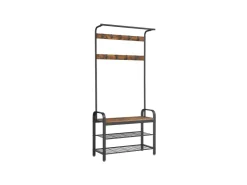 Vasagle Garderobenständer 84 cm x 183 cm x 33,7 cm Braun-Schwarz* Regale Schwarz|Sitzbänke