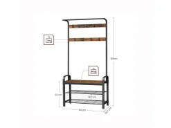 Vasagle Garderobenständer 84 cm x 183 cm x 33,7 cm Braun-Schwarz* Regale Schwarz|Sitzbänke