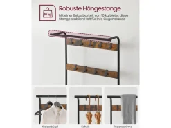 Vasagle Garderobenständer 84 cm x 183 cm x 33,7 cm Braun-Schwarz* Regale Schwarz|Sitzbänke