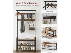 Vasagle Garderobenständer 84 cm x 183 cm x 33,7 cm Braun-Schwarz* Regale Schwarz|Sitzbänke