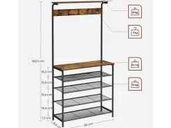 Vasagle Garderobenständer 5 Ebenen 32,2 cm x 80 cm x 182 cm Braun-Schwarz* Regale Schwarz