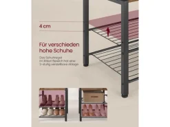 Vasagle Garderobenständer mit Stauraum 40 cm x 120 cm x 190 cm Braun-Schwarz* Sitzbänke