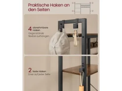 Vasagle Garderobenständer mit Stauraum 40 cm x 120 cm x 190 cm Braun-Schwarz* Sitzbänke