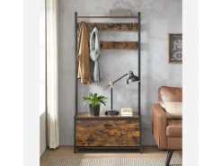 Vasagle Garderobenständer mit Sitzbank 30 cm x 85 cm x 180 cm Braun-Schwarz* Sitzbänke