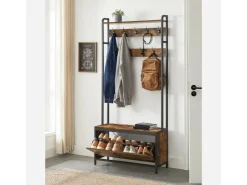Vasagle Garderobenständer mit Sitzbank 30 cm x 85 cm x 180 cm Braun-Schwarz* Sitzbänke
