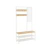 Vasagle Garderobenständer Modern 35 cm x 98 cm x 180 cm Eiche-Weiß* Sitzbänke
