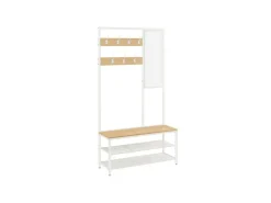 Vasagle Garderobenständer Modern 35 cm x 98 cm x 180 cm Eiche-Weiß* Sitzbänke