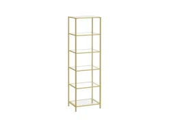 Vasagle Glasregal 6 Ablagen 30 cm x 40 cm x 177,3 cm Gold